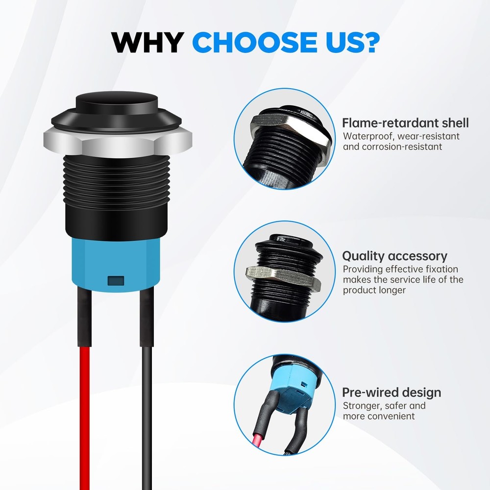 Tmyjfjingxi 4PCS 12V ON/Off Latching Push Button push button switch