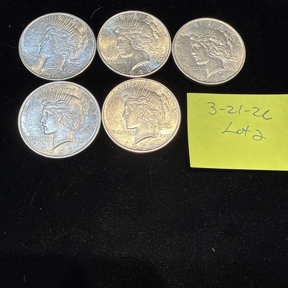 Lot Of 5 Peace Dollars