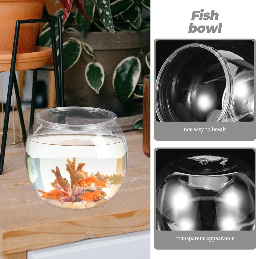 Plastic Fish Bowl Round Goldfish Tank Small Betta Clear Desktop Home Decor