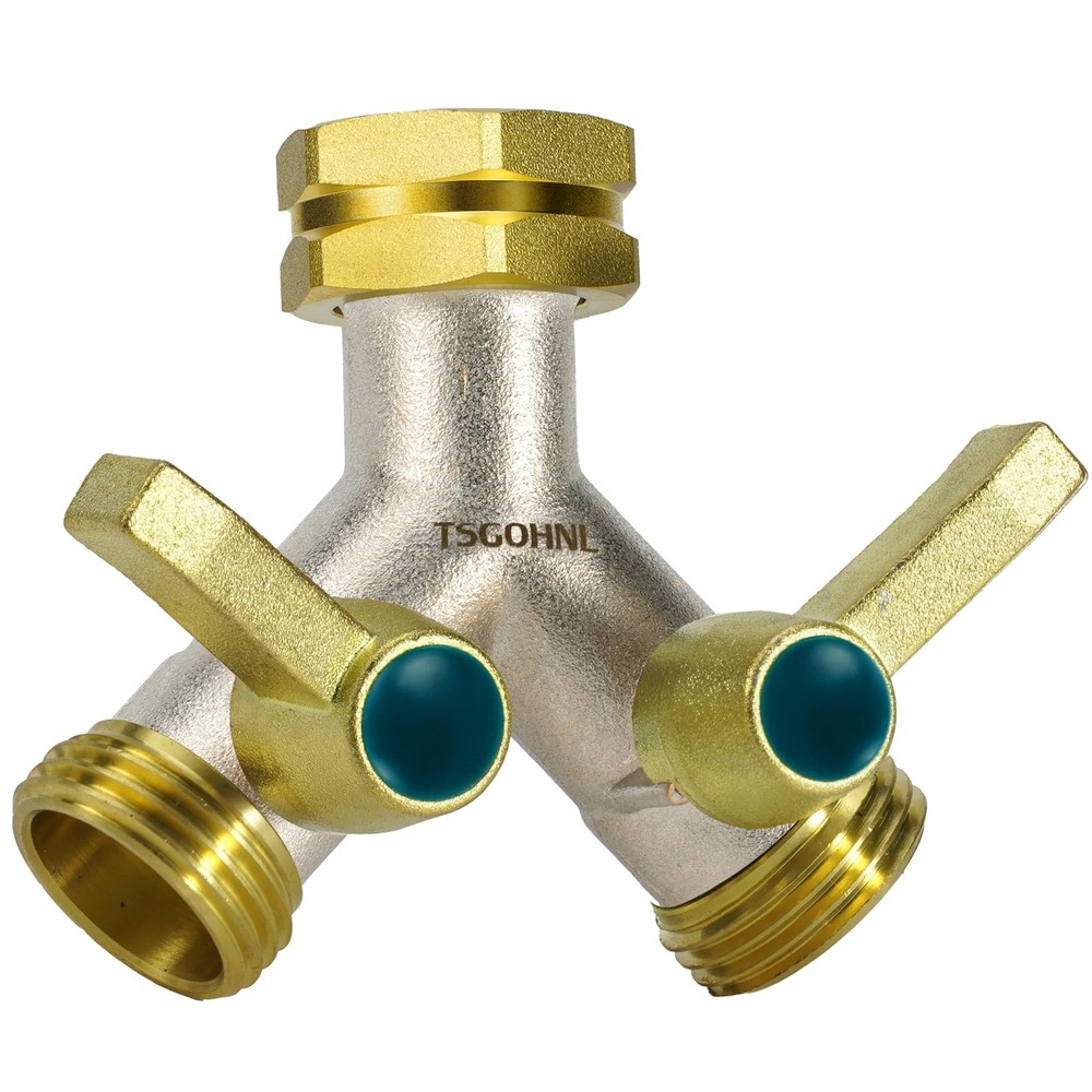 Garden Hose splitter, Heavy Duty Solid Brass Y splitter, Rust Resistant Two-W...