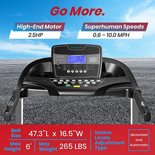 SERENELIFE SMART FOLDABLE DIGITAL HOME GYM TREADMILL - BLACK