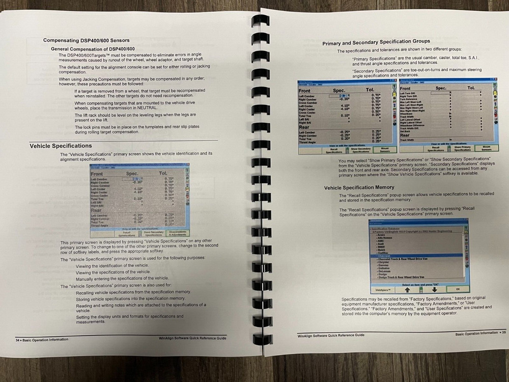 Hunter Engineering WinAlign Software Quick Reference Version 8.X