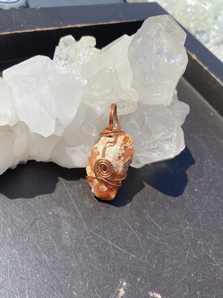 Rough Natural Carnelian Copper Wrapped Pendant