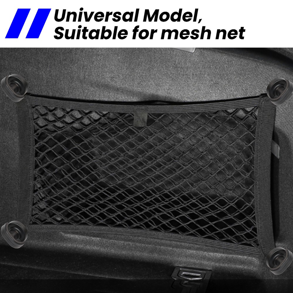 4PCS Rear Trunk Boot Cargo Net Envelope Net Clips Ring Screws Tie Down Hook Loop