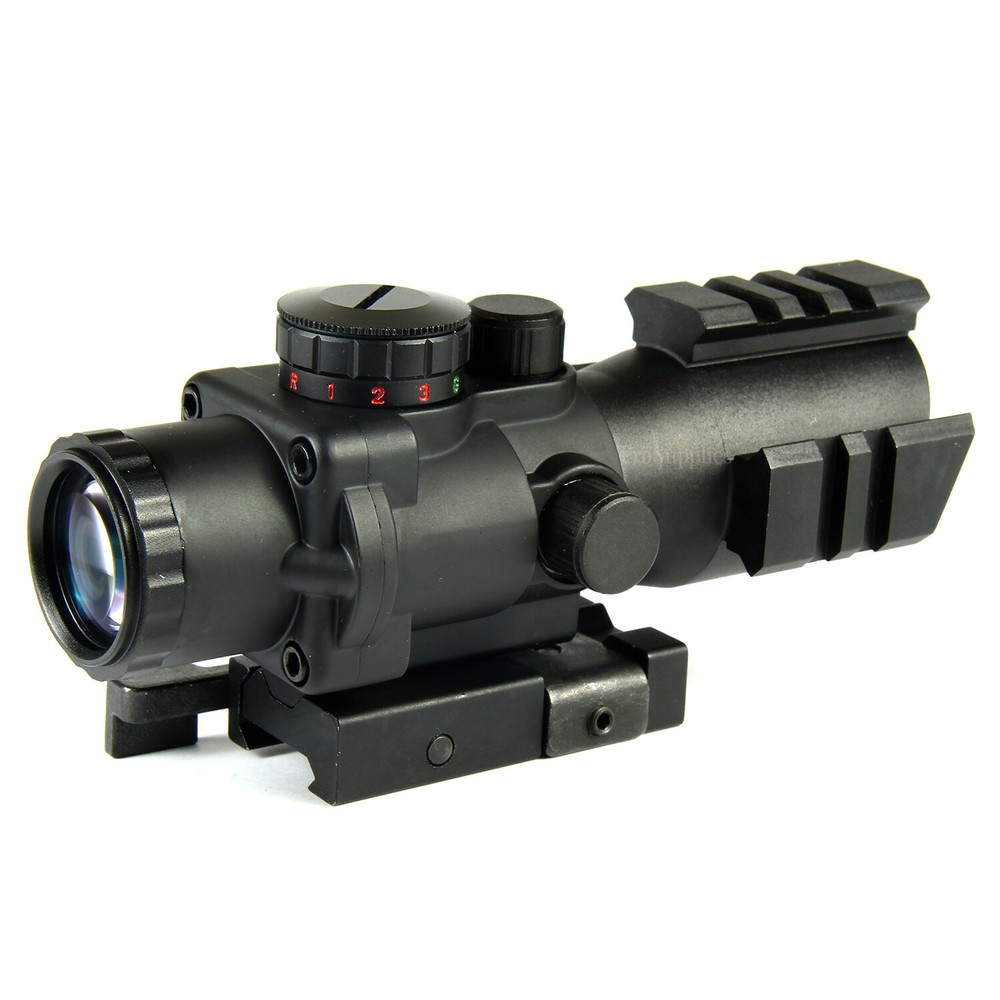 Tactical Scope 4X32 Tri-Rail Mount with Quick Release - Chevron RETICLE