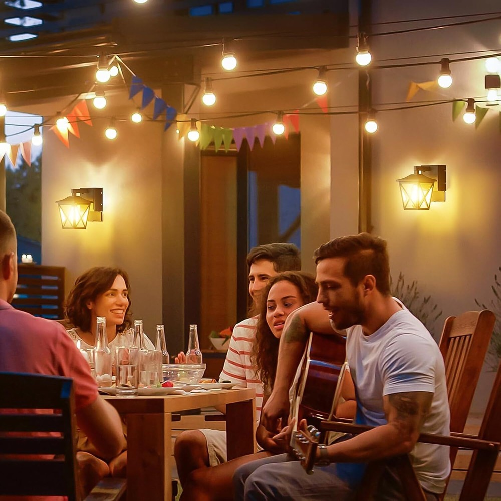 Porch Light with Socket, Waterproof Rustproof Aluminum with GFCI Socket (Black)