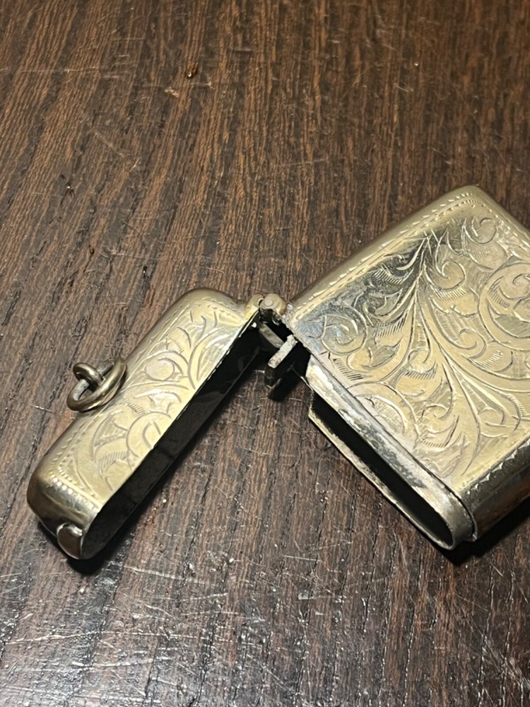 Antique Silver Metal Vesta Case