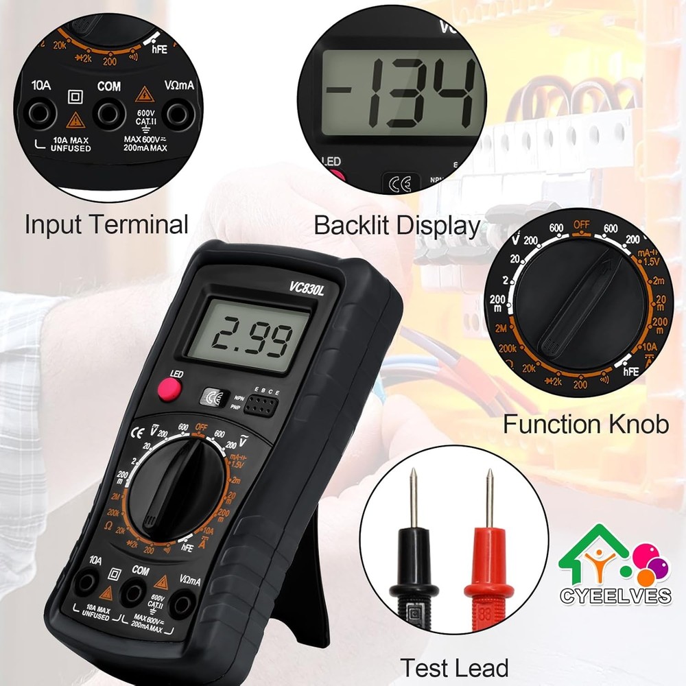 Digital Multimeter Tester with Ohm Volt Amp & Resistance Diode Voltage Tester