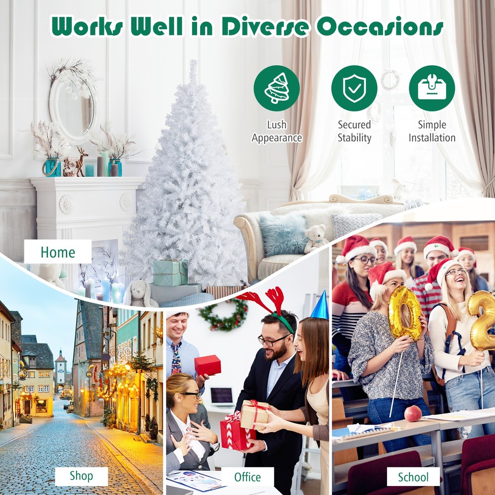 6ft White Christmas Tree Classic Pine Tree PVC Material Thicken Tips(White)