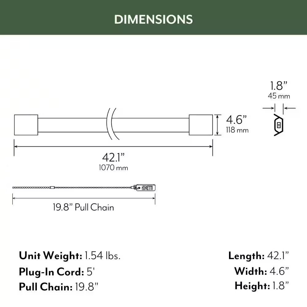 3.5 Ft. 65-Watt White Workshop LED Linkable Shop Light with Pull Chain 6200 Lume