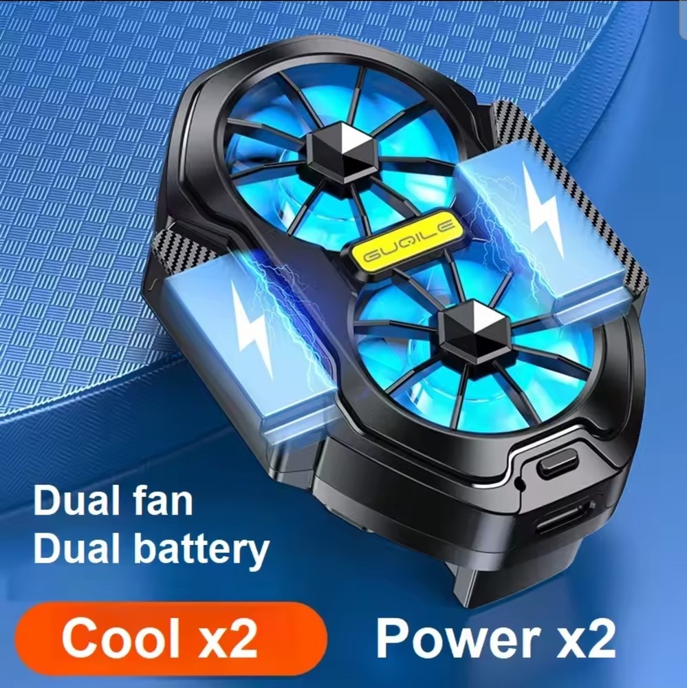 Dual Fan Rechargeable Phone Cooler – Portable Gaming Cooler for iPhone, Android