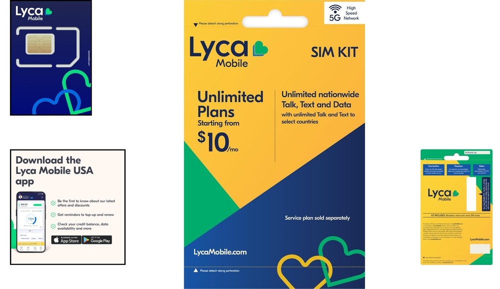 Lyca Mobile 5G/4G Prepaid SIM Card Kit - Unlimited Talk, Text & Data from $10/mo