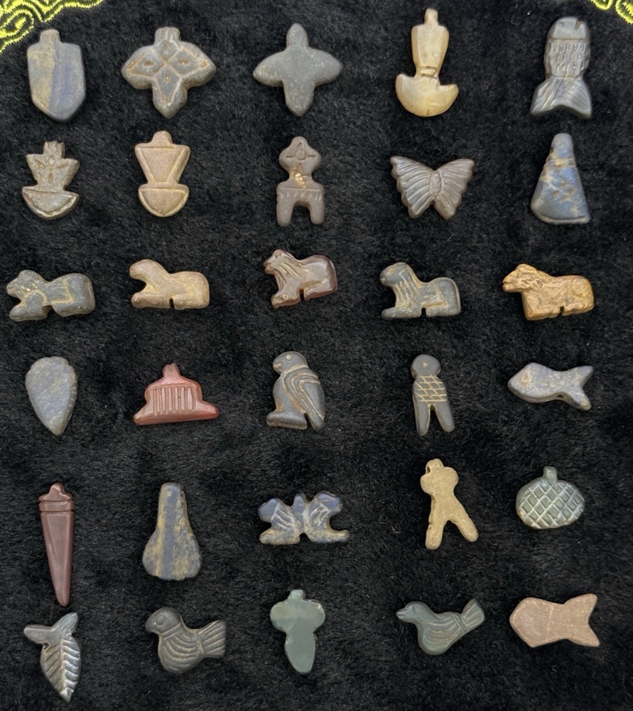Ancient Old Lots of different 30 AMULETES representing various deities Beads