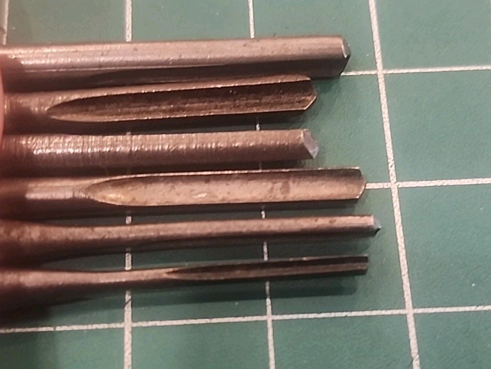 VTG STANLEY YANKEE Push Drill Points 6Pc ~ Odd Sizes ~ Bits - gw5