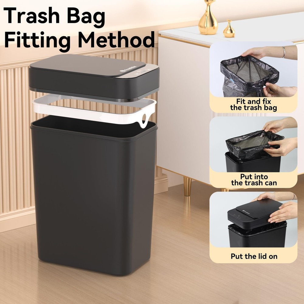 3 Pack Bathroom Trash Can 2.6 Gallon Small Touchless Automatic Motion Sensor ...