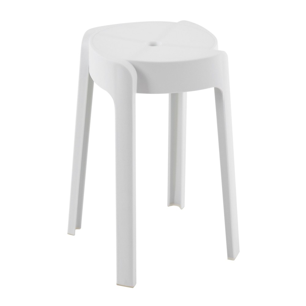Set of 5 Portable Plastic Stack Stools Backless Classroom Seating Chair White