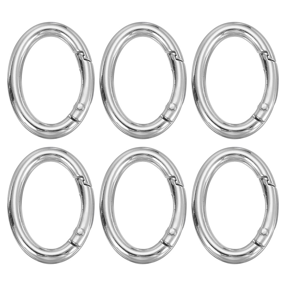 6 Pcs 38mm Oval Egg Shaped Spring Snap Keychain Clip for Purses Silver