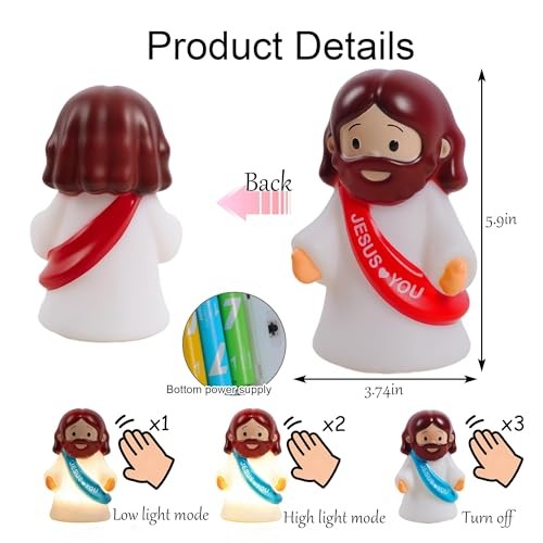 3 Pack Easter Jesus Night Light Lamp, LED Tap-Dimmable Bedside Touch Lamp,