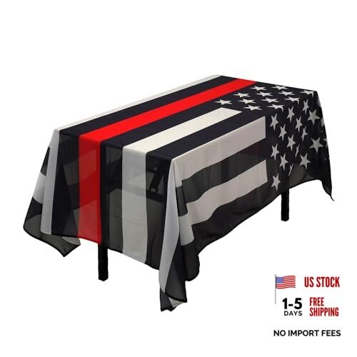 MSFHHA Rectangular Tablecloth Thin Red Line Firemen Firefighter Tablecloth