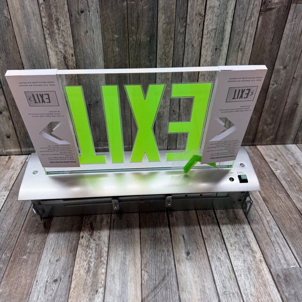 Emergency Exit Sign Double Sided Mirrored Acrylic Recessed LED Exit Sign