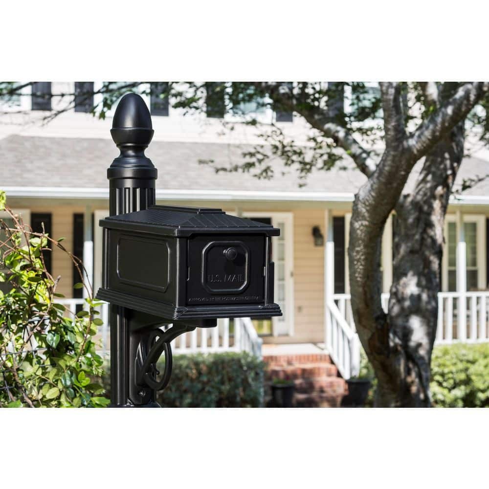 All-In-One Mailbox and Post Combo Durable Stratford Black, Medium, Plastic New