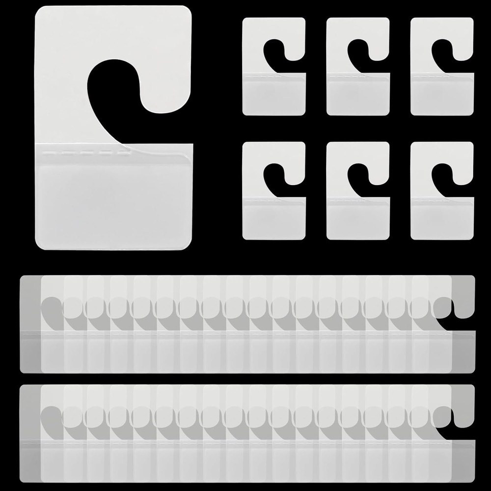 300Pcs Clear Plastic Self Adhesive Hang Tags J-Hook Tags Hanging Folder Tabs, St