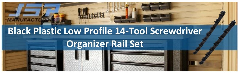Low Profile Plastic Black 14 Tool Screw Driver Organizer Rail Kit