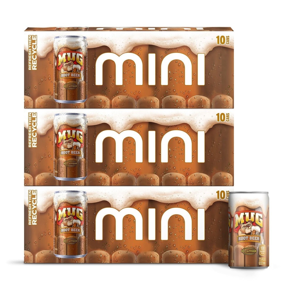 30 Packs - Mug Root Beer Mini Cans, 7.5 fl. Oz. Each Pack