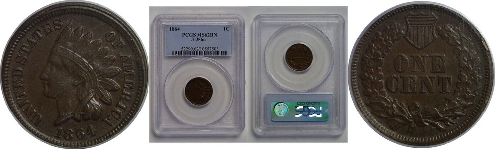 1864 Pattern Cent  Judd-356a     PCGS MS-62 BN