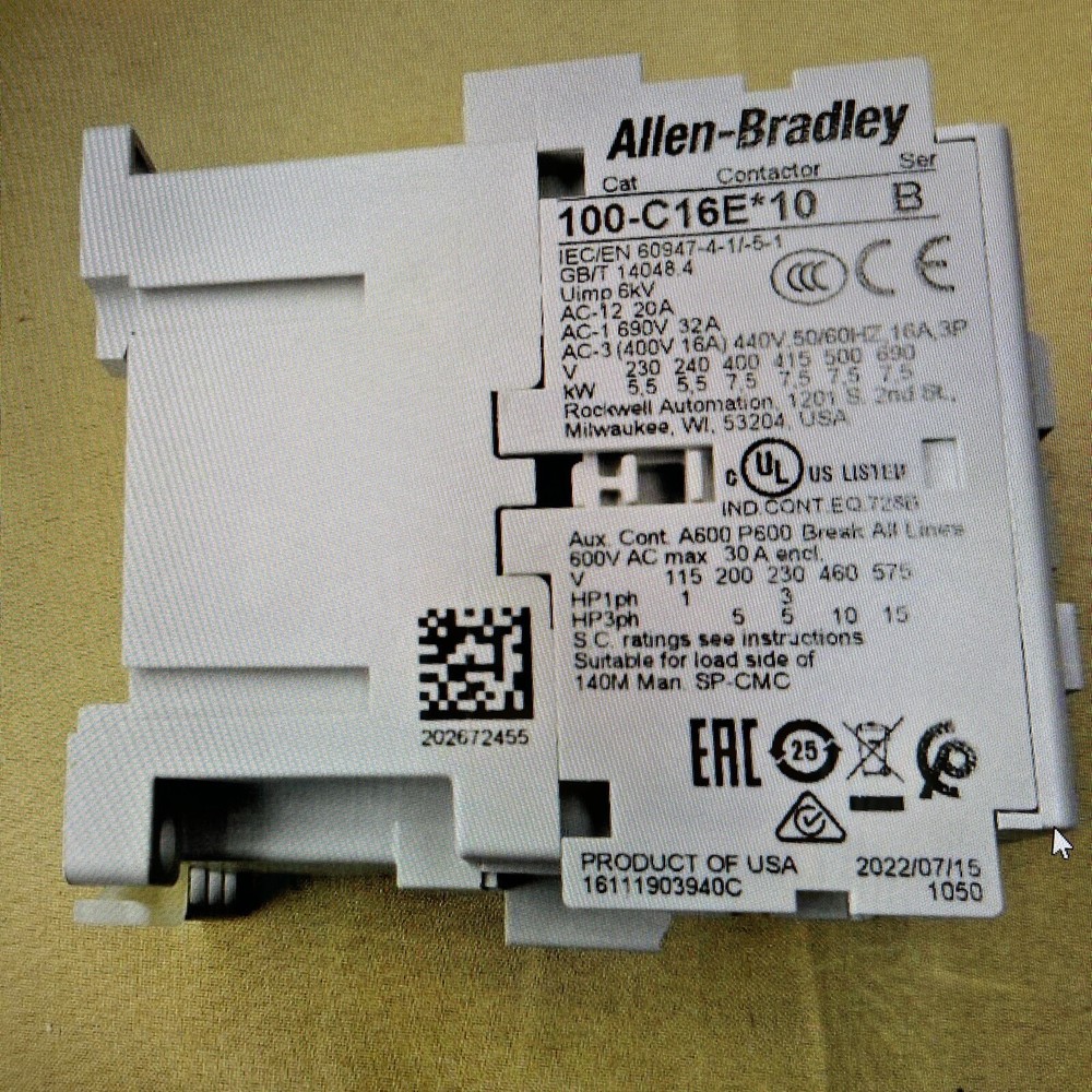 ALLEN BRADLEY CONTACTOR 100-C16EJ10 24VDC _E COIL