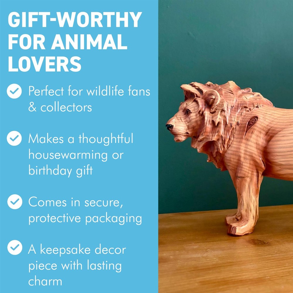 𝗪𝗢𝗢𝗗𝗘𝗡 𝗘𝗙𝗙𝗘𝗖𝗧 𝗟𝗜𝗢𝗡 𝗢𝗥𝗡𝗔𝗠𝗘𝗡𝗧 |Freestanding Animal Figure