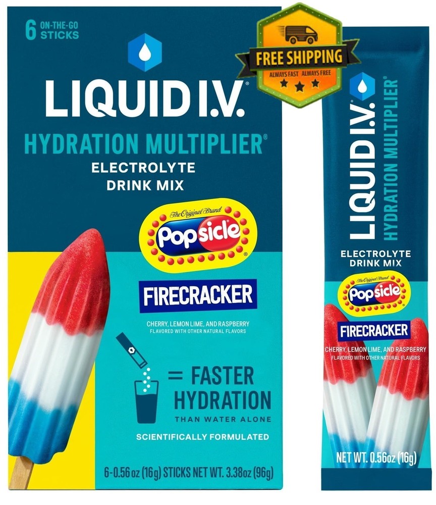 Liquid I.V. Firecracker Hydration Multiplier Electrolyte Drink Mix 6 Pack
