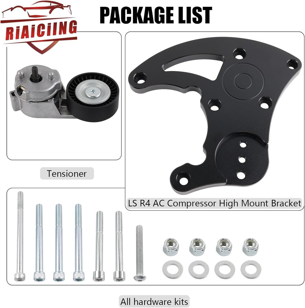 LS Swap R4 AC Compressor High Mount Bracket Kit with Belt
