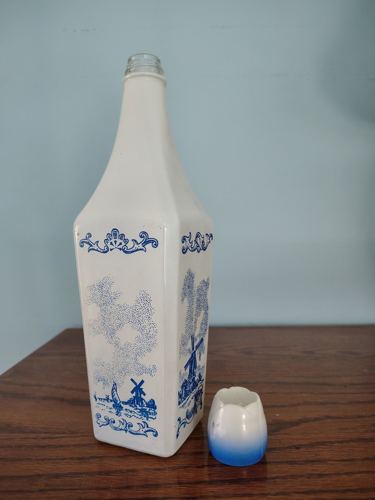 1950s Vintage Vandermint Glass Bottle (Empty) - Windmill Design