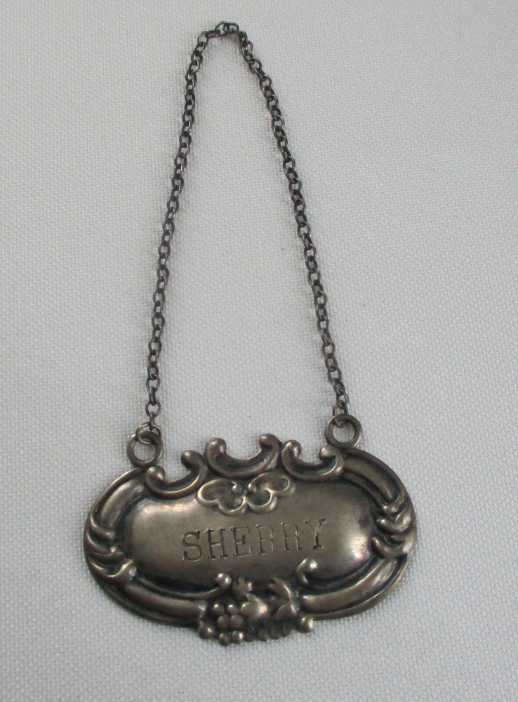 Vintage Sterling Silver Sherry Decanter Tag