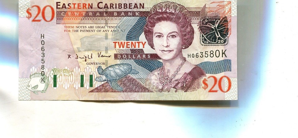 1993 $20 EASTERN CARIBBEAN CURRENCY NOTE AU 2014S