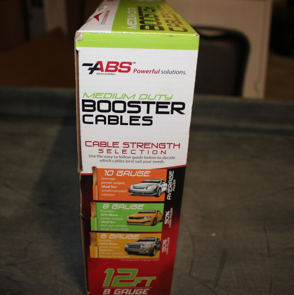 ABS MEDIUM DUTY BOOSTER CABLES 12FT 8 GAUGE
