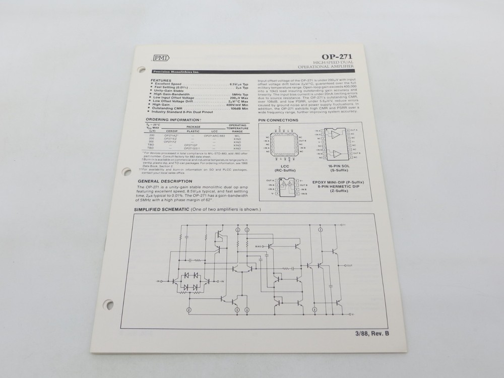 PMI Precision Monolithics Inc. 1988 Data Sheets lot of 5 technology reference