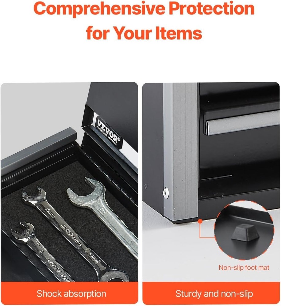 8.6-Inch Black Tool Box - Durable 3 Drawer Organizer for Small Items