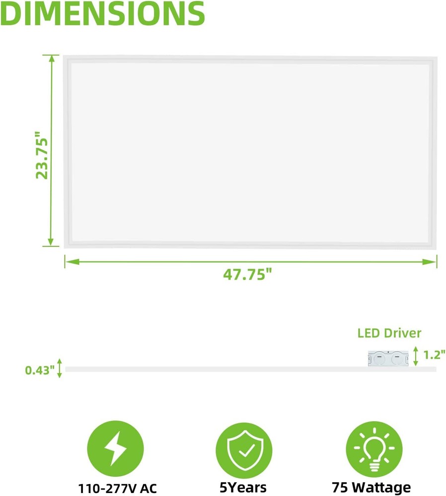 4PCS,2x4 Led Flat Panel Light,0-10V Dimmable,5000K Daylight White,75W