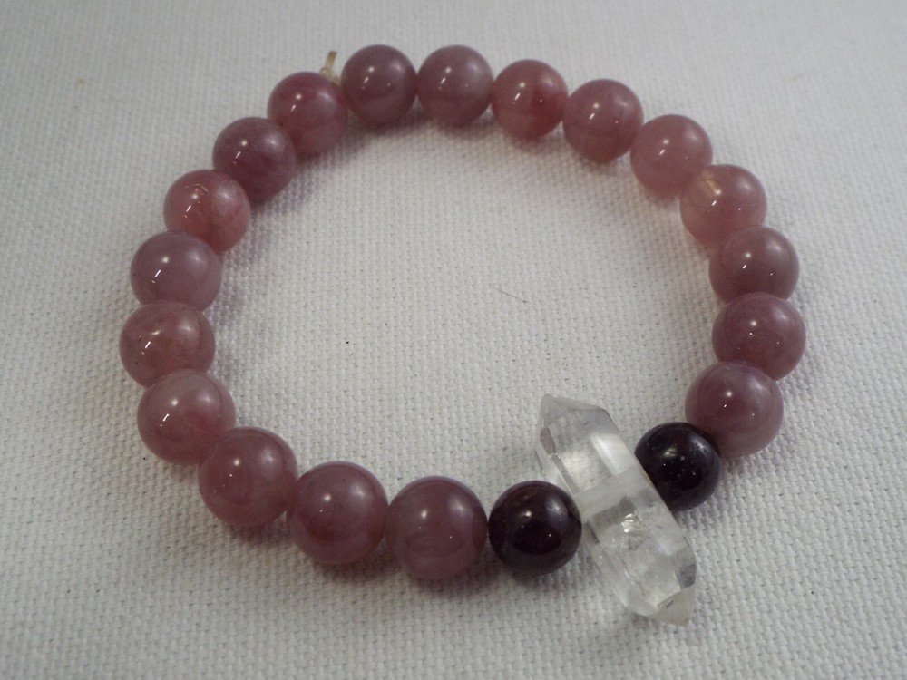 Crystal Point Stone Bead Stretch Bracelet (G19)