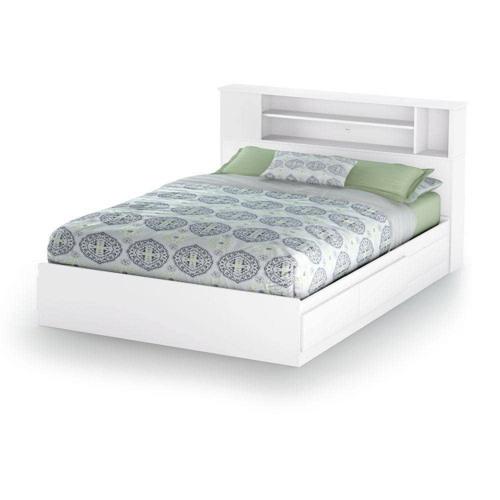 Panel Headboard Full/Queen 3-Open Storage Particle Board Pure White