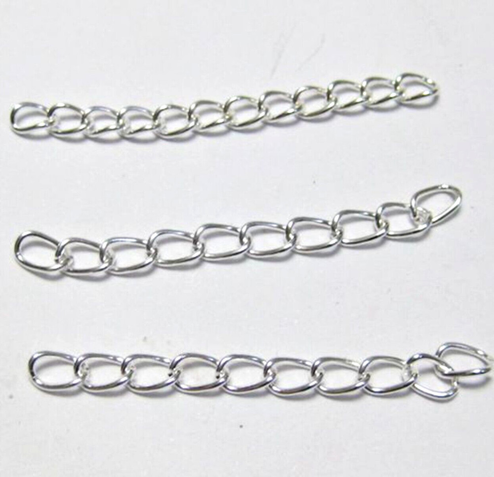100 Silver Plated Extended Extension Jewelry Chains Tail Extender Finding
