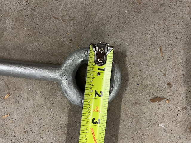 5/8 eye bolt Galvanized 18" long
