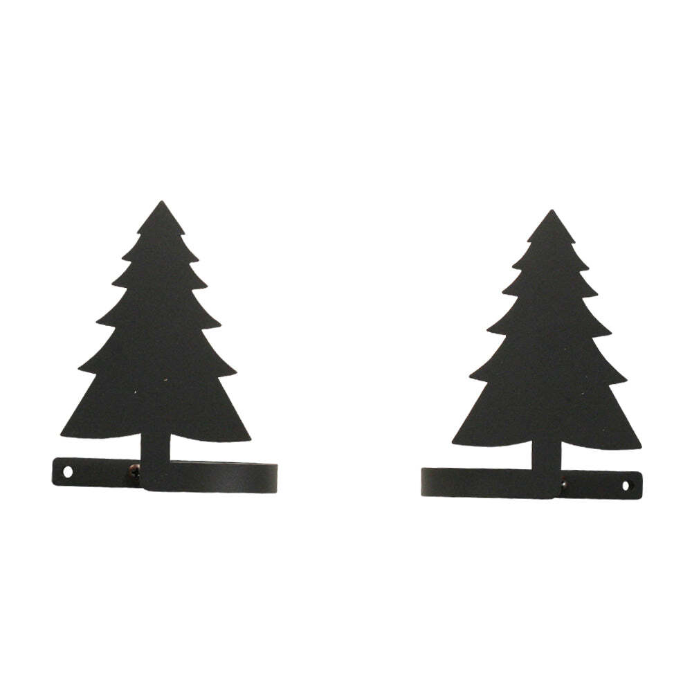 Wrought Iron Pine Tree - Curtain Tie Backs pair 5" Made in USA