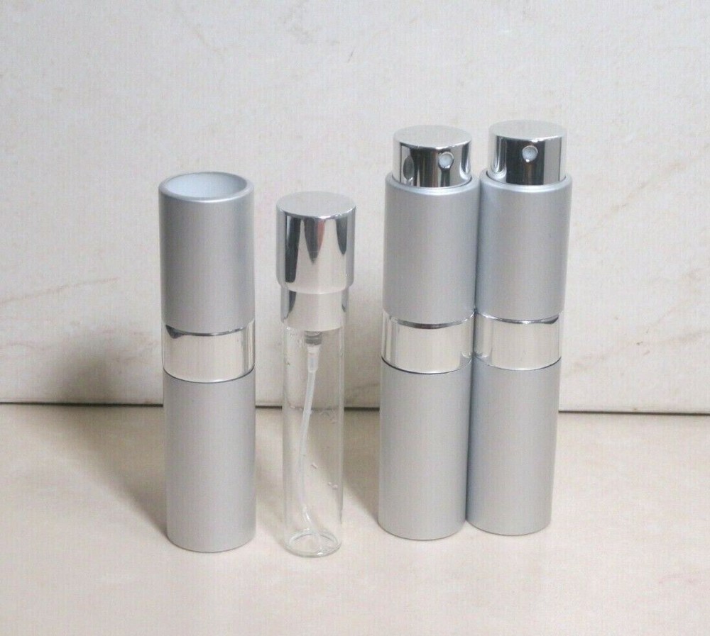 EMPTY PORTABLE SILVER ATOMIZER CASE REFILL ~ 3 PIECE LOT ~ NWOB