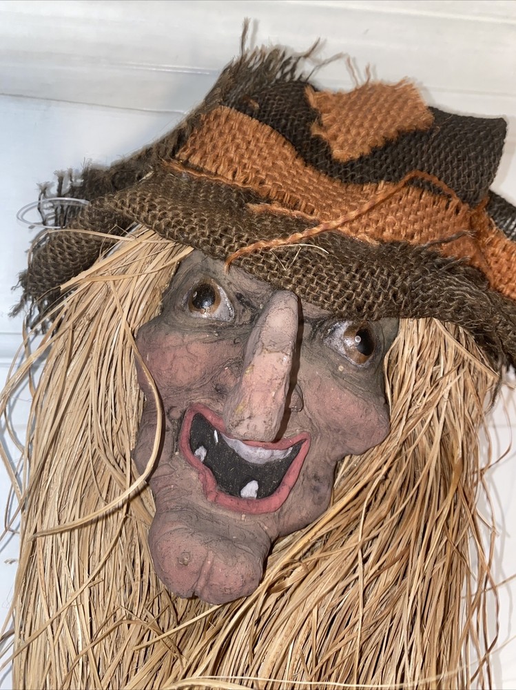 Primitive Hanging Halloween Witch Head