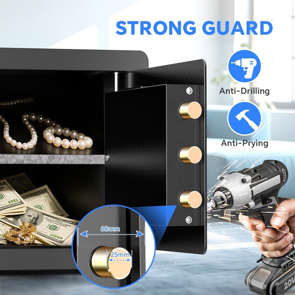 2.8 Safe Box Digital Keypad Fireproof Bag Adjustable Shelf For Cash