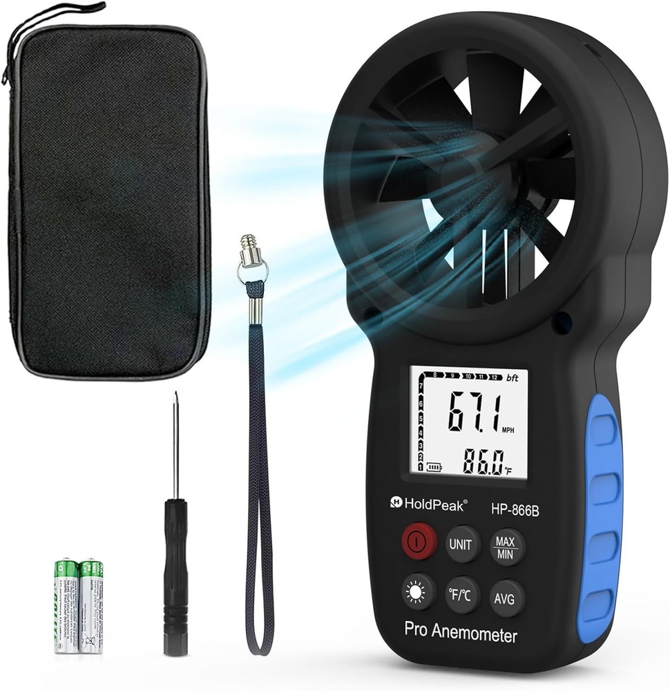 Accurate Digital Anemometer with Backlight for Wind Speed & Temp Measurement