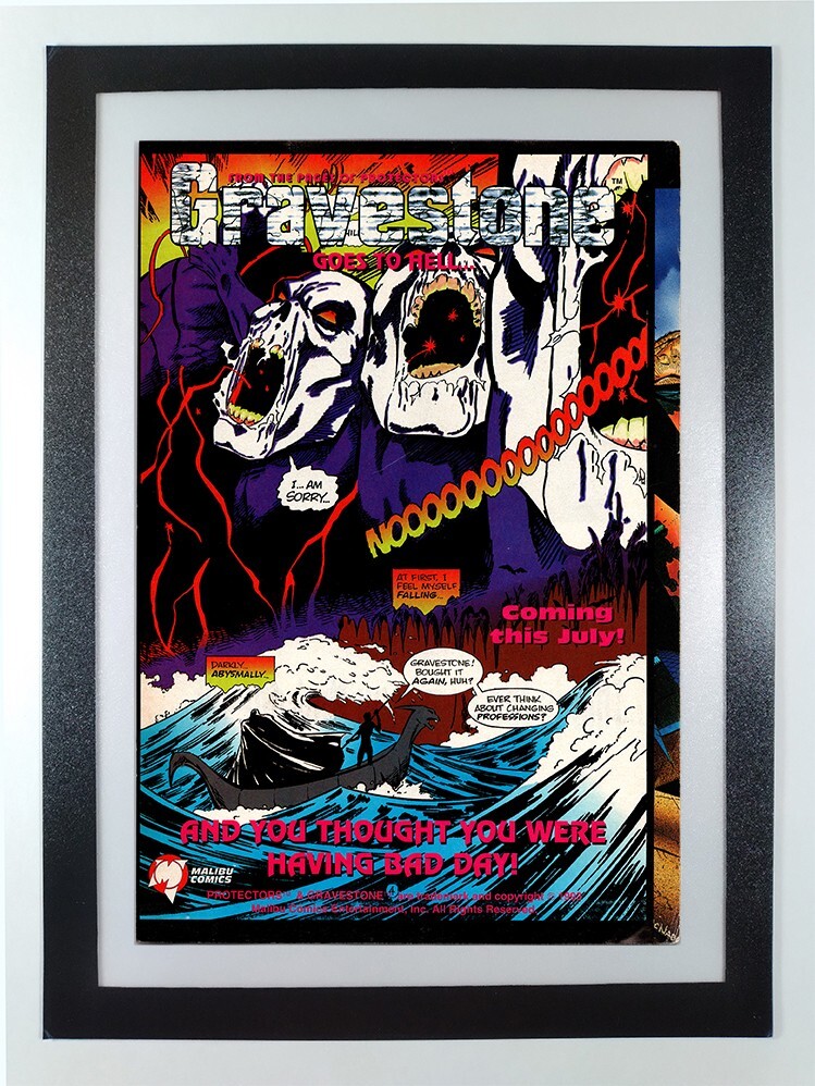 Gravestone Goes to Hell - Malibu Comics - Wizard Guide Framed Original Ad Page